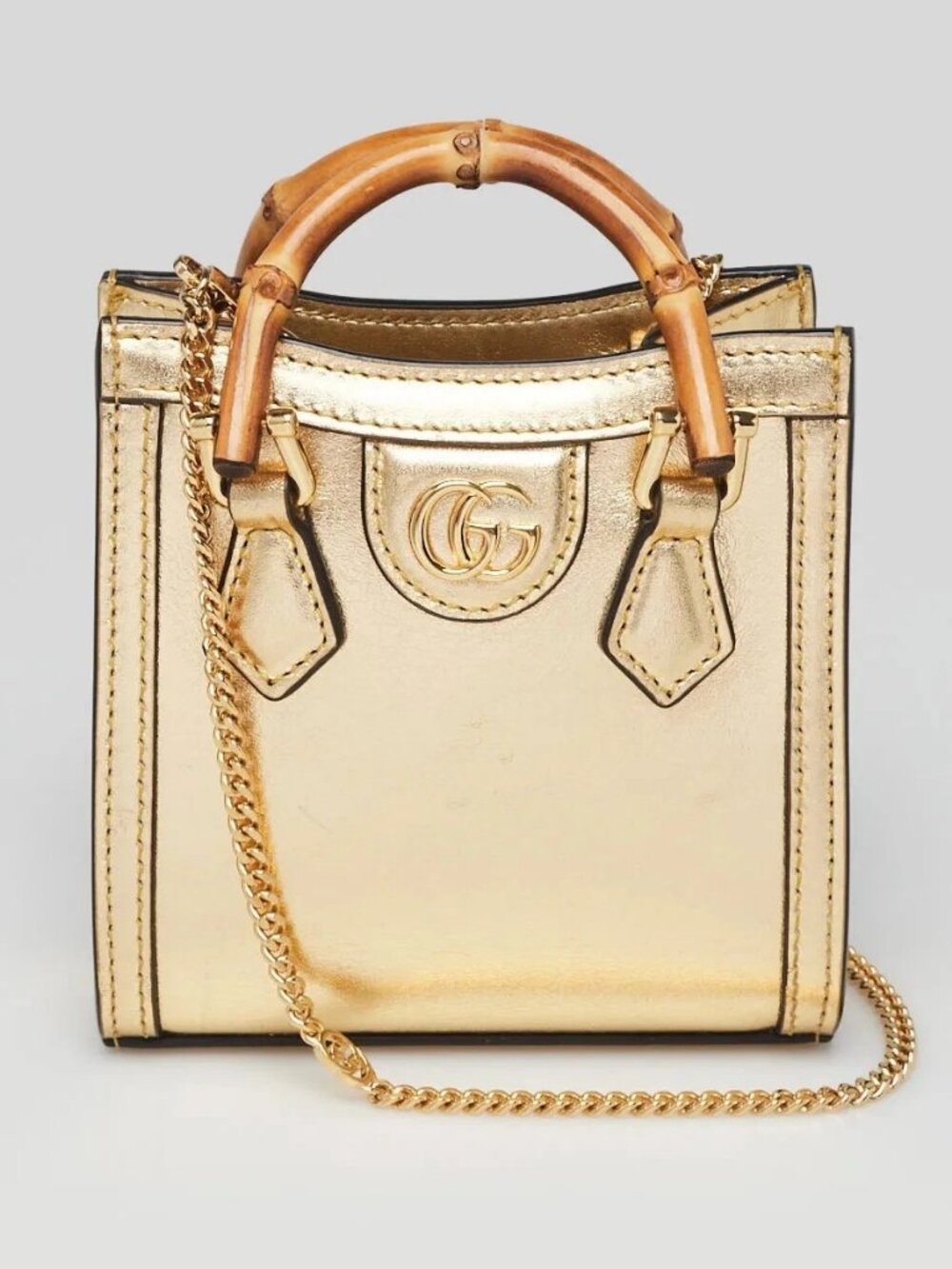 Gucci Gold Leather Diana Nano Tote Bag